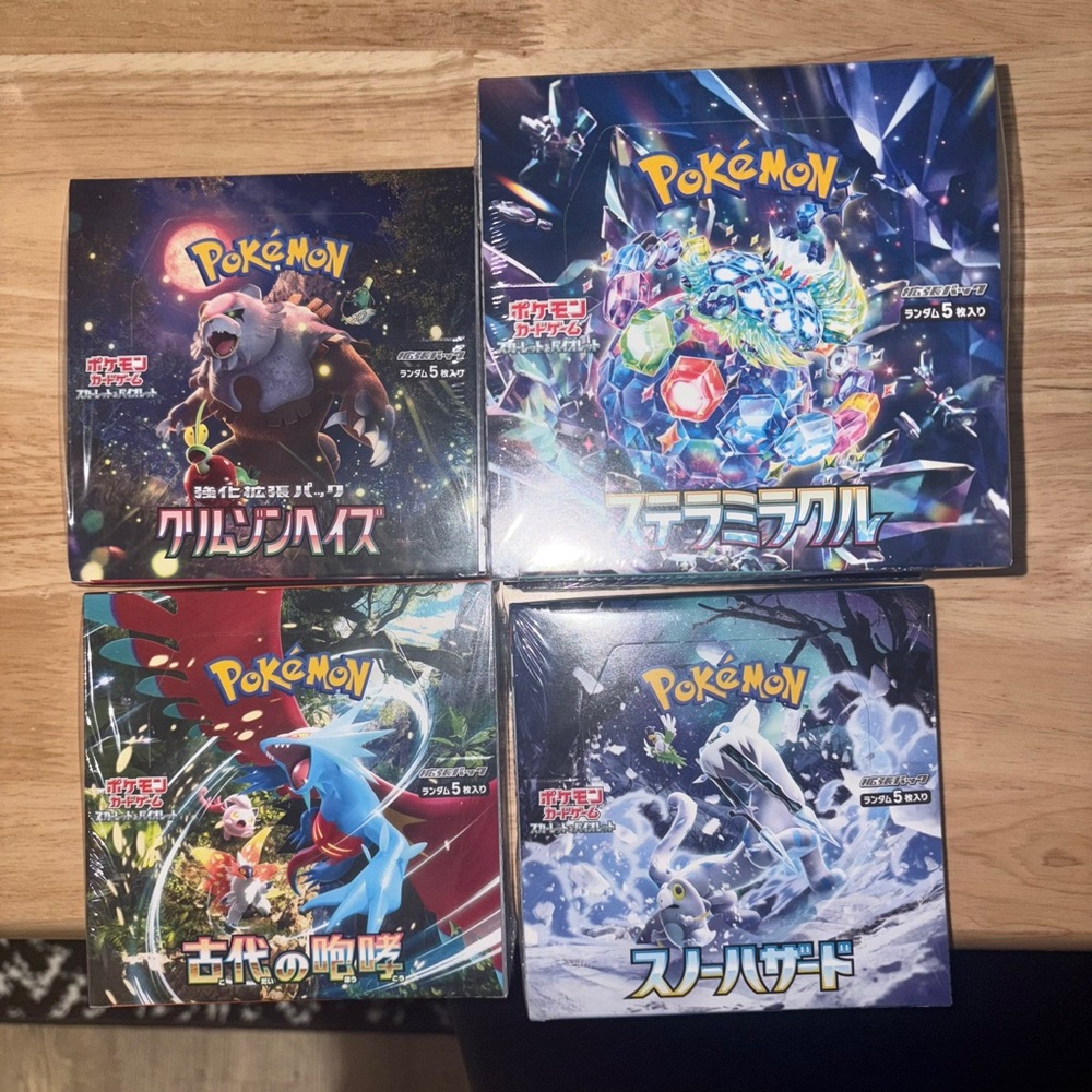 6 x Pokémon Japanese Booster Boxes (Stellar , Snow Hazard , Ancient , Crimson )